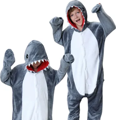Produktbild von Pyjama Onesie Kigurumi Kostüm für Kinder Hai 140