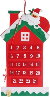 Productafbeelding van Adventskalender van vilt, 60 cm - Kerstdecoratie met 24 vakjes