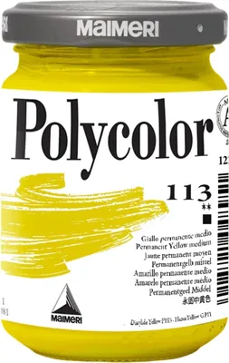 Zdjęcie produktu dla Maimeri Vynil Polycolor Farba akrylowa Permanent Yellow Medium 113 140 ml 1 szt.
