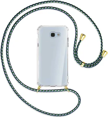 Produktbild von Handykette Backcover-Schutzhülle mit Band (Metall goldfarben) für Samsung Galaxy A5 2017 - grün/blau/weiß