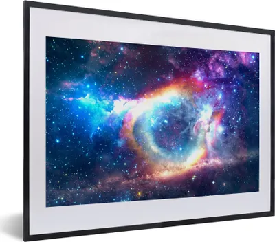 Produktbild von MuchoWow® Gerahmtes Poster Weltraum - Regenbogen - Sterne 40x30 cm - Poster mit Schwarzem Bilderrahmen Wandposter Rahmen Foto Bilder - Bilderrahmen - Poster im Rahmen