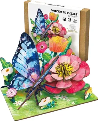 Immagine prodotto di Puzzle 3D in legno Farfalla - Farfalla, 55 pezzi