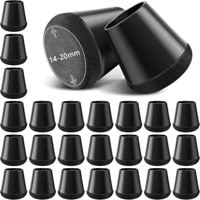 Productafbeelding van Silicone Stoelpoot Beschermers 26 Stuks, Niet-Slip, 14-20 mm, Zwart, Vloerbescherming
