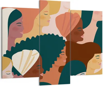 Produktbild von Bild auf Leinwand - Leinwandbild - 3 Teile - Frauen Multikulturalismus Modern - 130x100cm - Wand Bild - Wanddeko - Wandbilder - Leinwanddruck - Bilder - Wanddekoration - Leinwand bilder CB130x100-4500