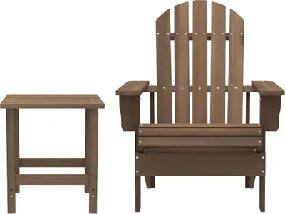 Image de vidaXL Chaise de jardin Adirondack avec table en bois massif de sapin brun