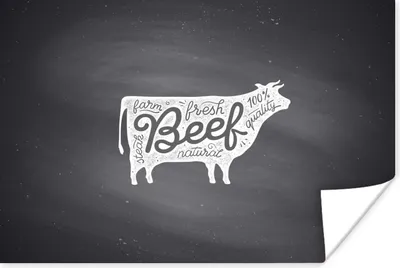 Produktbild von MuchoWow® Poster Kuh - Steak - Weiß 120x80 cm - Bilder
