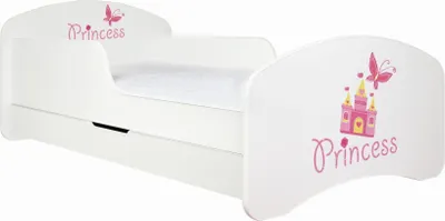 Image de Happy Babies Lit d'enfant - Avec matelas & tiroir et protection contre les chutes, 80x160, Filles Lits d'enfant & Lit d'adolescent Garçons Kids Bed, Lit d'adolescent pour le sol profond Lit gigogne pour tout-petit, Sommier à lattes