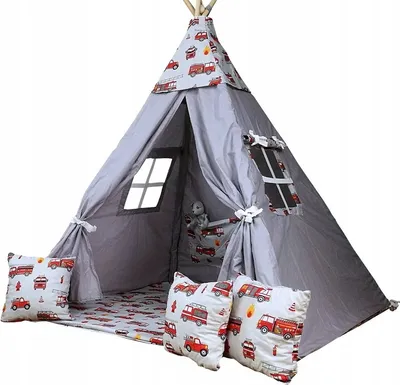 Produktbild von Schönes Kinder Spielzelt TIPI SET Teepee zelt Tippi Bodenmatte mit Zubehör Kissen für Junge oder Mädchen Geschenk Idee