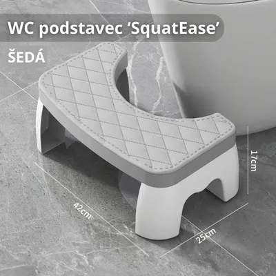 Obrázek produktu pro 1× WC podstavec ‘SquatEase’ – Šedá – Odnímatelný, protiskluzový & přenosný – Ergonomická záchodová stolička, 35° sklon