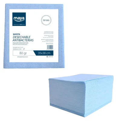 Einweg-Handtücher antibakteriell, 80 g/m², 50 Stück, blau