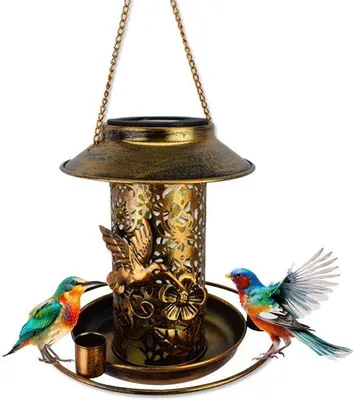 Produktbild von Solar Vogelhäuschen, Metallisches Vogelhäuschen, Wetterfestes Vogelhäuschen, Vogelstation für den Garten, Terrasse und die Hintergarten.