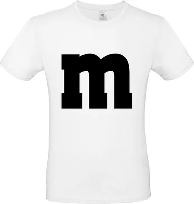 Produktbild von MM Shirt T-Shirt 100% Baumwolle M&M Uni Kostüm Verkleidung M und M Gruppen T-Shirt - Karneval Fasching JGA Festival Farbe wählen: weiß Größe wählen: M