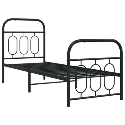 Produktbild von Bettgestell mit Kopf- und Fußteil Metall Schwarz 75x190 cm