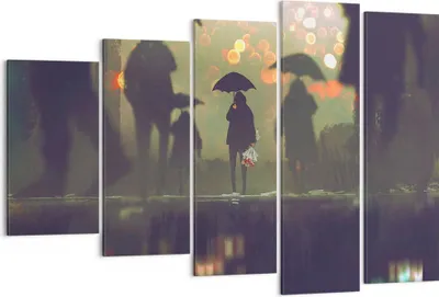 Produktbild von Bild auf Leinwand - Leinwandbild - Straße Regen Wasser - 150x100cm - Wand Bild - Wanddeko - Leinwanddruck - Bilder - Kunstdruck - Wanddekoration - Leinwand bilder - Wandkunst - EG150x100-3885