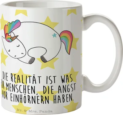 Produktbild von Mr. & Mrs. Panda Geschenktasse Einhorn Nacht - Weiß - Geschenk, Kaffeebecher, Menschen, Tasse, Träume, Freundin, haferl, Unicorn, bedruckt, Einhörner, Pott, Becher