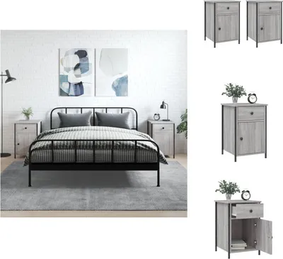 Image de vidaXL Tables de nuit 2 pcs. Gris Sonoma 40x42x60 cm Bois composite - Tables de chevet