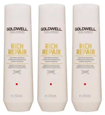 Produktbild von Goldwell Rich Repair 3 x 250 ml Shampoo für strapaziertes Haar Set