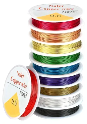 Obrázok produktu pre Sada medeného drôtu, 10 farieb, remeselný drôt, drôt na šperky, priemer 0,8 mm, dĺžka 4 metre na cievku