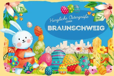 Produktbild von vianmo Holzschild 12x18 cm Ostergrüße BRAUNSCHWEIG