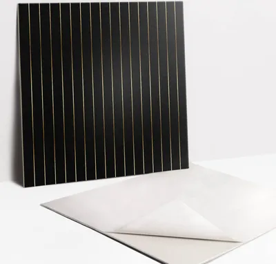 Obrázek produktu pro Nálepky na dlaždice do koupelny a kuchyně - 9 PVC dlaždic s vlastnostmi samolepení 30 x 30 - Moderní zlaté linie