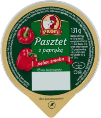Zdjęcie produktu dla PROFI Pasztet z Papryką Pełnia Smaku Bez Konserwantów Bez Barwników 131g