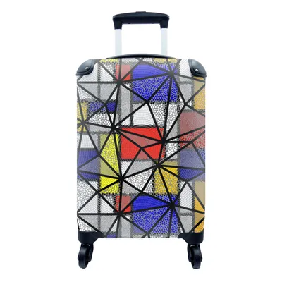 Produktbild von MuchoWow® Koffer Handgepäck Trolley Rollkoffer Kleine Reisekoffer mit 4 Rollen - Mondrian - Abstrakt - Muster - Cabin Size < 55x40x23 cm & 55x40x20 cm - Fotokoffer - Kabinenkoffer - Boardgepäck - Reise-Box - Reisekoffer - Reisegepäck - Koffer mit Bild - Trolley für Kinder