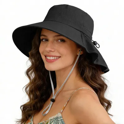 Productafbeelding van Sonnenhoed voor dames, met brede rand, opvouwbaar, zwart, polyester