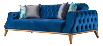 Obrázek produktu pro Pohovka 3 místná modrá Obývací pokoj Klasický design Chesterfield Elegantní styl