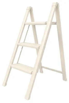 Image de Échelle pliante à 3 marches - Hauteur : 2,66 m - Charge maximale : 150 kg - Marches antidérapantes - Couleur : crème