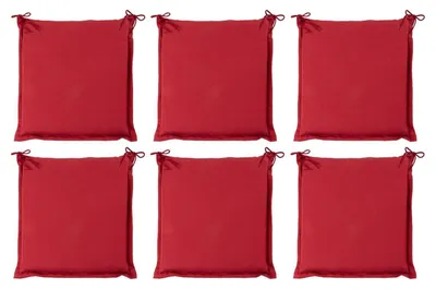 Zdjęcie produktu dla Poduszki na krzesła – 45 x 47 cm – czerwone – poliester – jednokolorowe – zestaw 6 sztuk