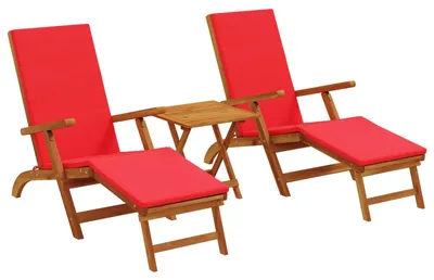 Image de vidaXL Chaise longue réglable et pliable, lot de 3, rouge