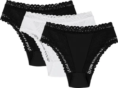 Obrázek produktu pro Wol-Bar Abra 3-pack černo-černo-bílé kalhotky L