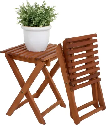 Produktbild von Spetebo Eukalyptus Klapphocker - Blumenhocker Holz Beistelltisch Gartenhocker Holzhocker