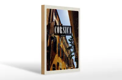 Produktbild von Holzschild Reise 20x30cm Corsica France Retro Altstadt