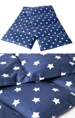 Produktbild von Traubenkernkissen 75x20cm groß 8-Kammer, Sterne-blau - Wärmekissen, Körnerkissen