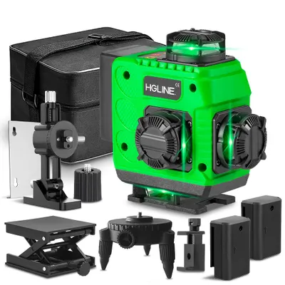Produktbild von Laser Wasserwaage  4x360° Linienlaser Grün Selbstnivellierend  Laser Wasserwaage 4D 16 Line Linienlaser mit 2 Akku, Fernbedienung