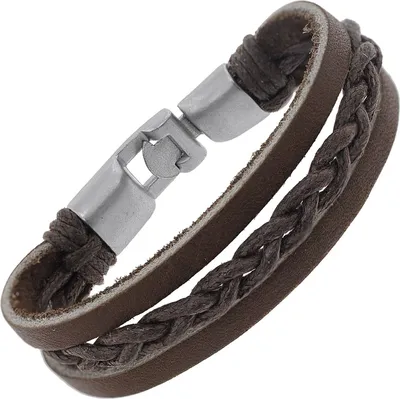 trendor 75802 Leder-Armband Braun geflochten 1