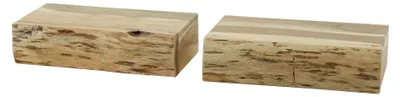 Image de FURNLUX Table de chevet en bois d'acacia 40 cm (2 pièces) / Couleur principale : marron / Dimensions : 40 x 10 x 20 cm