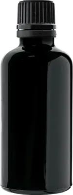 Immagine prodotto di Flacone in vetro nero da 50 ml con contagocce nero, filettatura 18/415
