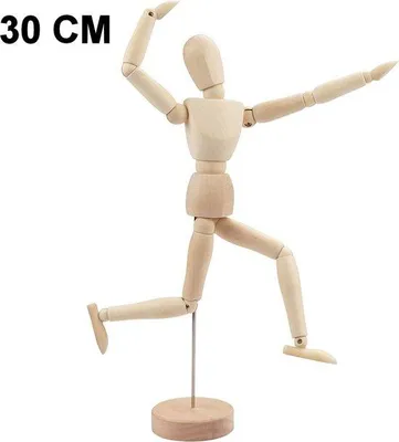 Immagine prodotto di Figura in legno da 30 cm, snodabile, per dipingere e disegnare