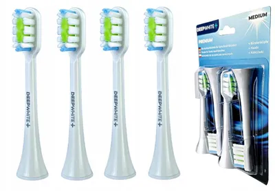 Produktbild von DeepWhite Aufsteckbürsten für Alfawise S100, 4er Set, weiß