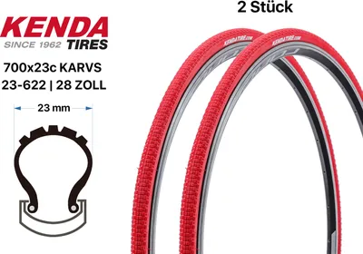 Produktbild von 2 Stück 28 Zoll KENDA KARVS Fahrrad Falt Reifen 23-622 tire 700x23c Rot