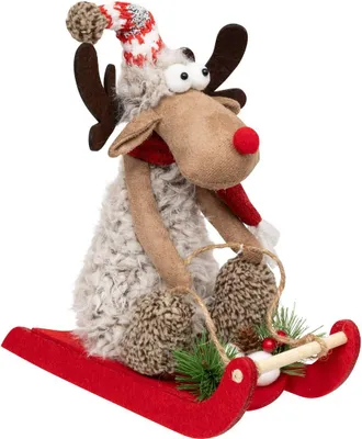 Produktbild von Dekofigur Rentier auf Schlitten für Weihnachten, 15x28 cm