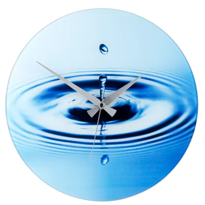 Produktbild von Wenko Wanduhr Uhr analog Gehärtetes Glas 37Ø Rund Design Motiv Water Circle
