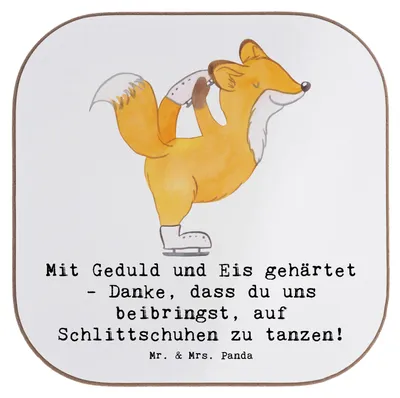 Produktbild von Mr. & Mrs. Panda Tassen Untersetzer Eiskunstlauf Trainerin - Weiß - Geschenk, für Gläser, Sportart, handgefertigte Produkte, Tassenuntersetzer, gläseruntersetzer, Coaster