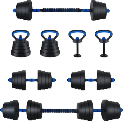 Produktbild von vidaXL 4-in-1 Kurzhantel Langhantel Kettlebell Set 30 kg