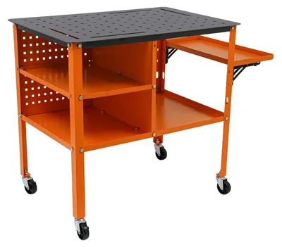Productafbeelding van Lasbank, staal, 111 cm x 60 cm x 85 cm, draagvermogen 500 kg, inklapbaar werkblad, 4 wielen