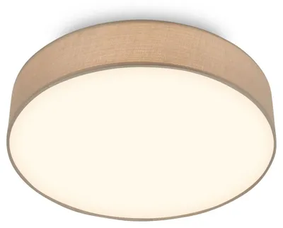 Produktbild von Briloner LED Deckenlampe Stoffschirm Ø38x10,5 cm Rund 24W 2600lm 3000K Warmweiß Taupe - Deckenleuchte Wohnzimmer Schlafzimmer Küche Flur