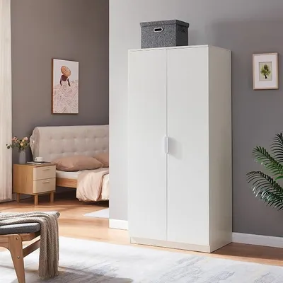 Imagen del producto de Armario Eiselfing, armario con 2 puertas, armario de entrada, 176 x 80 x 52 cm, armario para dormitorio, 1 barra para colgar, 4 compartimentos, blanco