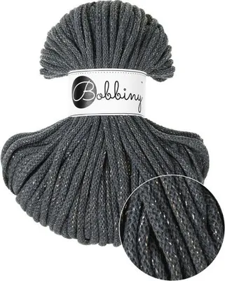 Immagine prodotto di Cordoncini in cotone - cordoncini intrecciati 5 mm - 50m Carbone lucido